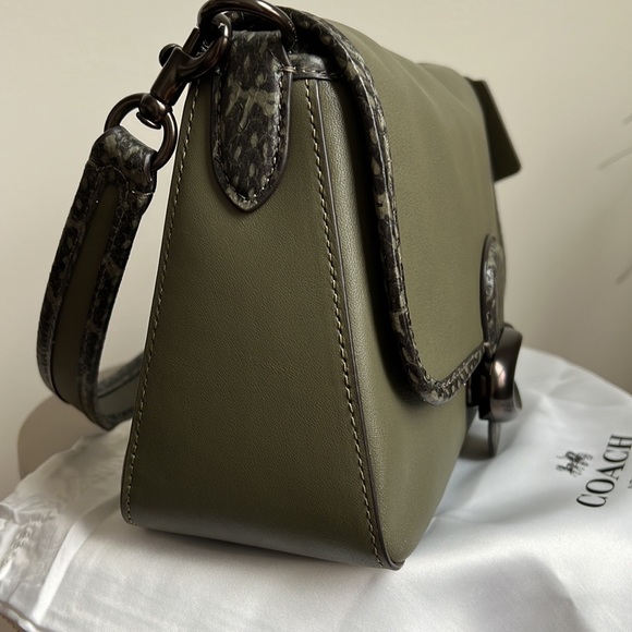 Soft Tabby Snake-Trim Leather Shoulder Bag - Picture 3 of 16